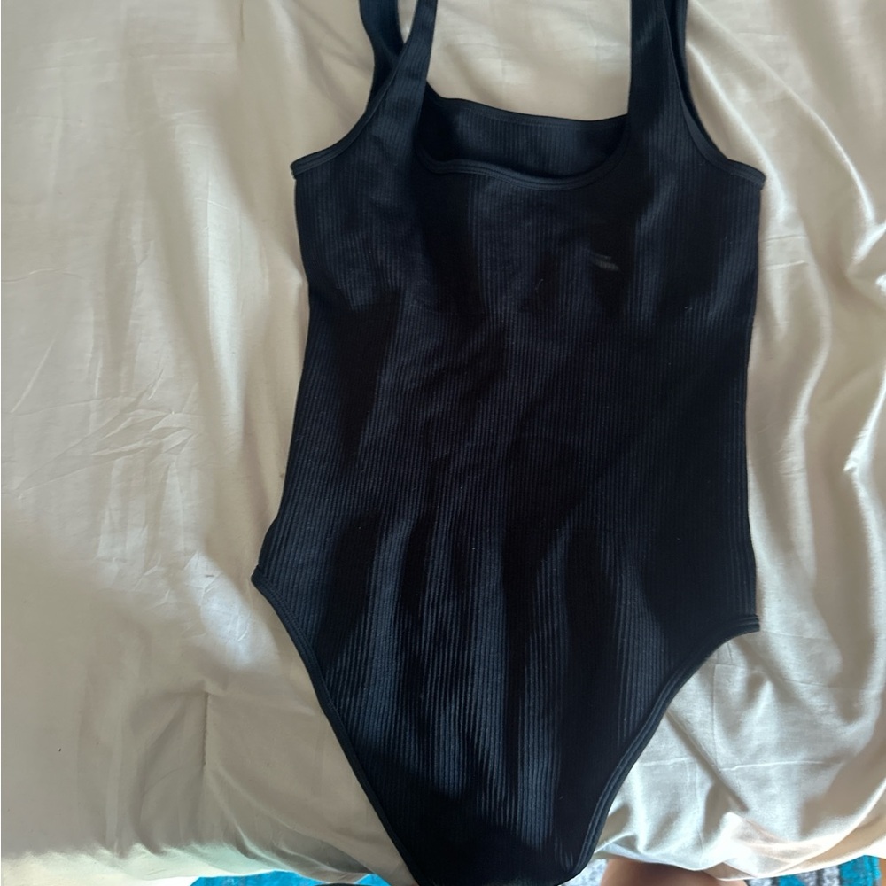 Elegant Black Ribbed Bodysuit